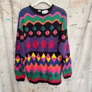 Vintage Colorful Knit Pullover Sweater Rafaella